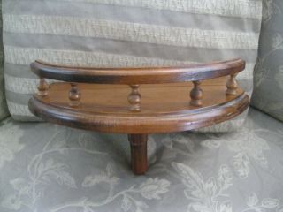Vintage Round Wood Hanging Wall Shelf W/ Spindle Guard Rail