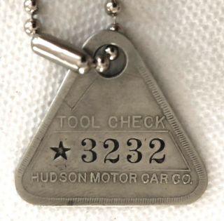 Antique Tool Check Tag; Hudson Motor Car Co; Automobile Factory; Detroit