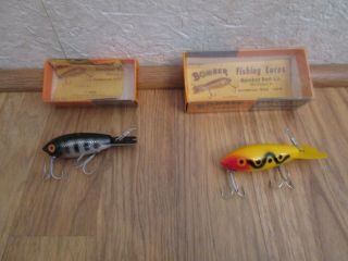 2 Vintage Bomber Fishing Lures By Bomber Bait Co - With Boxes
