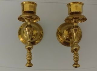 Vintage 2 Brass Wall Sconces Candle Holders 8 1/4 " Tall Made In India