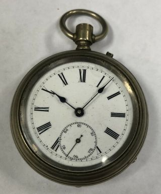 Antique Swiss Pin Set Fully Jeweled Pocket Watch Non - Running Missing Crown