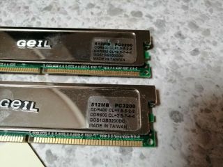 GEIL ONE DIMM RAM 512MB x2 PC3200 DDR400 DDR600 - GOS1GB3200DC - RARE RAM 2