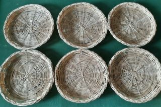 6 Vintage Wicker Paper Plate Holders Bamboo Woven Home Reusable 9 " - Quick Ship