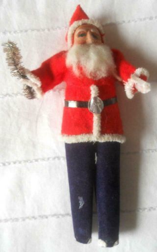 Antique Vintage Santa With Tree Christmas Decoration 16 Cm No Boots Base