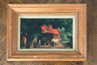 Vintage/antique Turner Wall Accessory Framed 5x8 Red Barns Scene