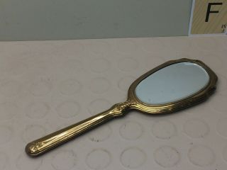 Vintage Antique Gold Finish Hand Mirror - Vanity Dresser