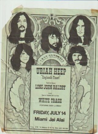 Uriah Heep Long John Baldry Very Rare Concert Flyer Handbill