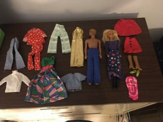Vintage 1968 The World Of Barbie Doll Case With Barbie,  Ken Dolls And Clothes