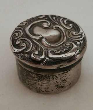 Antique Late Victorian Solid Silver Round Pill Box By Crisford & Norris - 1900