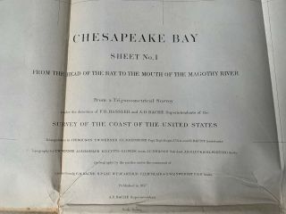 1857 LARGE MAP OF CHESAPEAKE BAY,  SURVEY OF THE COAST OF UNITED STATES, 2