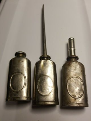 3 Tiny Thumb Press Handy Oiler Oil Cans Antique Vintage Usa You Get All Three