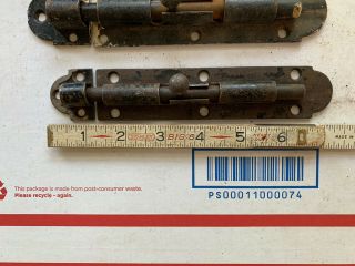 3 Large Antique Cast Iron And Steel Slide Deadbolts Surface Mount Latch 3