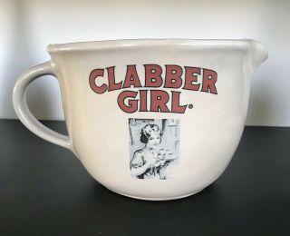 Clabber Girl Baking Powder Stoneware Mixing Bowl Advertising Rare Hard To Find