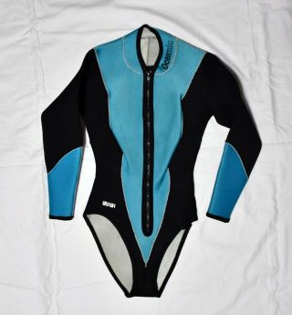 Oceanic Splash 2.  5mm Vintage French Cut Wetsuit Springsuit Top Aquamarine M
