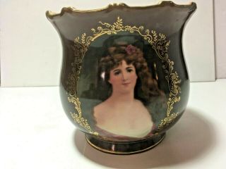 Lovely Vintage Large Ioga Warwick Type Vase With A Portrait Of A Victorian Lady
