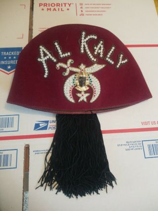 Very Rare Vintage Masonic Al Kaly Shriner Fez Hat - Bejeweled
