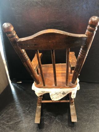 Vintage Wooden Wood Doll Or Bear Rocking Chair 9” Tall AWESOME 3