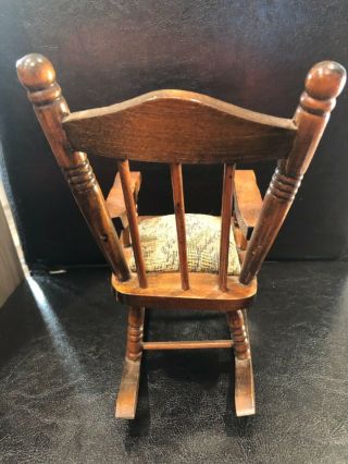 Vintage Wooden Wood Doll Or Bear Rocking Chair w/ Cushion 9” Tall AWESOME 3