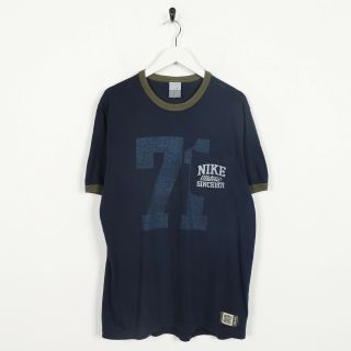 Vintage Nike Big Graphic Logo T Shirt Tee Navy Blue | Medium M