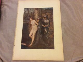Antique Book Print - The Knight Errant - Millais - 1910