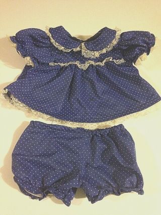 Vintage Doll Clothes Bloomers And Top Blue Polka Dots B1