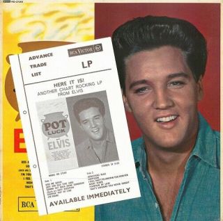 Elvis Presley Pot Luck Vinyl Record Lp Rca Victor 1962,  Rare Advance Trade List