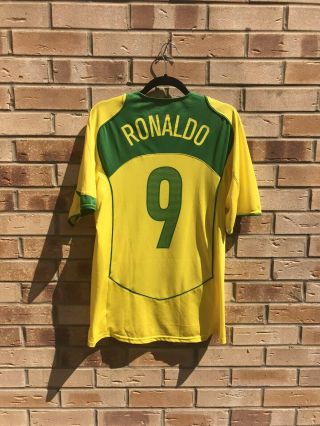 Ronaldo 9 Brazil Home Football Shirt Jersey Nike M Classic Rare