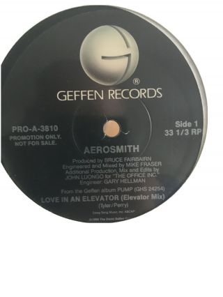 Aerosmith Love In An Elevator Near Vinyl 12” Promo.  Rare Mixes.