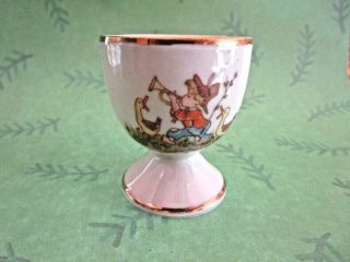Vintage Nursery Rhyme Egg Cup Little Boy Blue With Horn & Geese Rare 2 " Ceramic