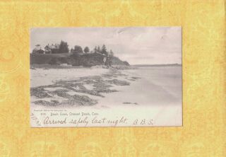 Ct Niantic Crescent Beach 1906 Antique Postcard Beach Scene Home On Hill Conn