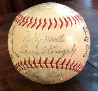 Rare 1960 Ny Yankees Team Signed Facsimile Baseball Mickey Mantle Maris,  Stengel