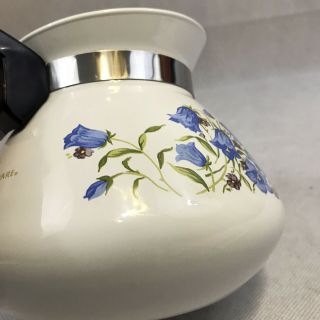 Rare Vintage Corning Ware Canterbury Blue Bells Flower 6 cup Coffee Tea Pot Lid 3