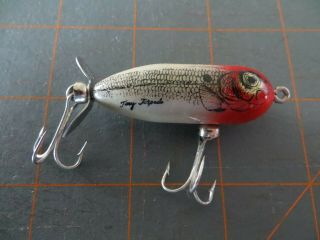 Vintage Heddon Tiny Torpedo - Red & White G Finish - 2 Inch