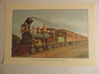 Vintage Currier And Ives Calendar Page Lithograph Reprint The Through Express