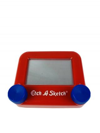 Ohio Art Pocket Etch A Sketch Mini Small Drawing Toy Red Color Blue Knobs