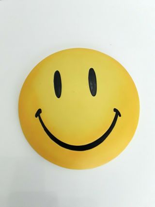 Rare Retired Large Emoji Smiley Face Garden Stoneware/wall Plaque Handpainted