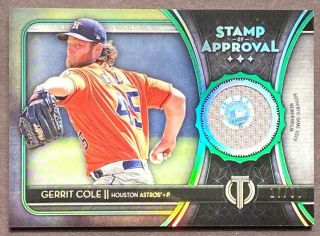 Gerrit Cole Game Jersey Rare Green /99 Topps Tribute Stamp Of Approval