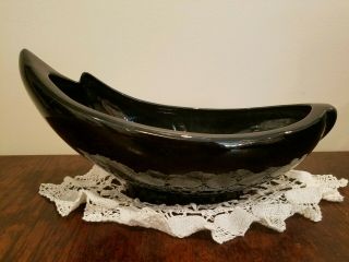 Vintage Frankoma Pottery Black Is Rare Crescent Boat Planter 211 Usa