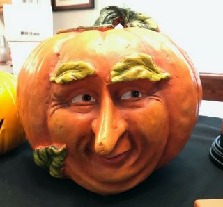 Rare Vintage Dept 56 Halloween Pumpkin Jack - O - Lantern With A Creepy Man 