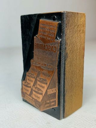 ANTIQUE Copper Letterpress Print Wood Block CASCAMITE DISPLAY Cincinnati OH 2