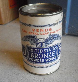 Rare Vintage 1920s United States Bronze Pwder Pale Gold Metal Leaf Pound