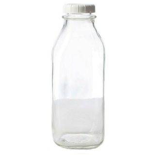 33 - 1/2oz Glass Milk Bottle,  With Lid
