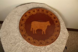 Foltz Pottery Cow 9 " Plate Redware Rare