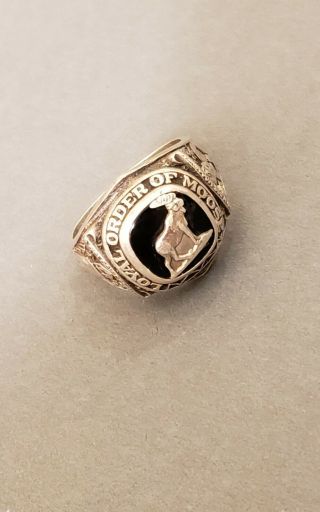 Rare Vintage Sterling Ring Loyal Order Of Moose Onyx Stone 13 Grams Size 12