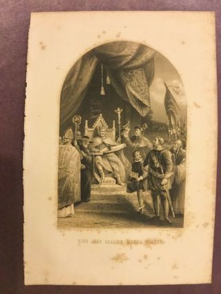 Antique Book Print - King John Sealing Magna Carta - 1875