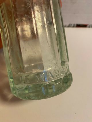 RARE LEMARS BOTTLING RIBBED CLEAR GLASS SODA BOTTLE LEMARS IA 6 1/2 FL OZS 3