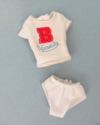 Vintage Barbie Doll Clothes - White T - Shirt Top & Under Panties - Pink Tag