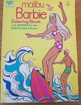 Vintage Malibu Barbie Coloring Book And Paper Dolls The Sun Set Skipper Ken 1973