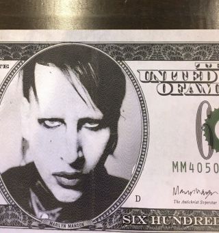 Marilyn Manson Rare VIP Money Poster 619/2600 Rare Limited Bill Please 3