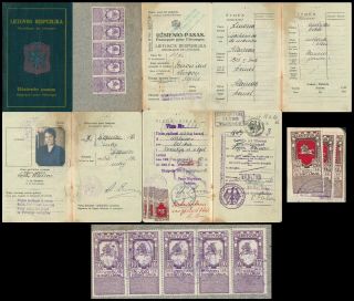 Lithuania (memel Territory) 1926,  Rare Passport With Revenues,  See.  Z134